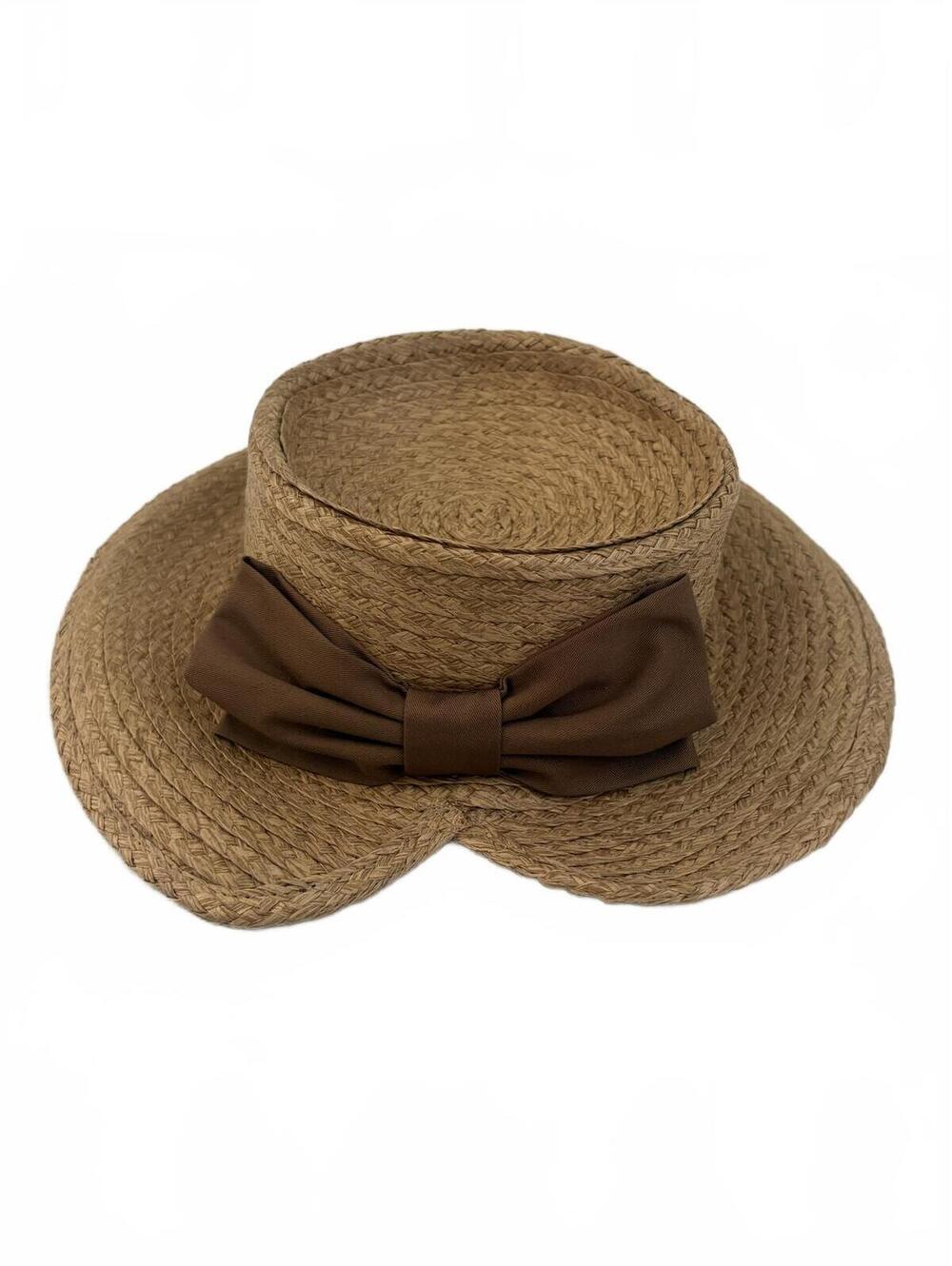 Galliano Sorbatti | Italian Brown Back Bow Sun Hat 100% Paper Adjustable OS